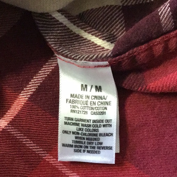 Aeropostale red and cream plaid button down top - Picture 11 of 12